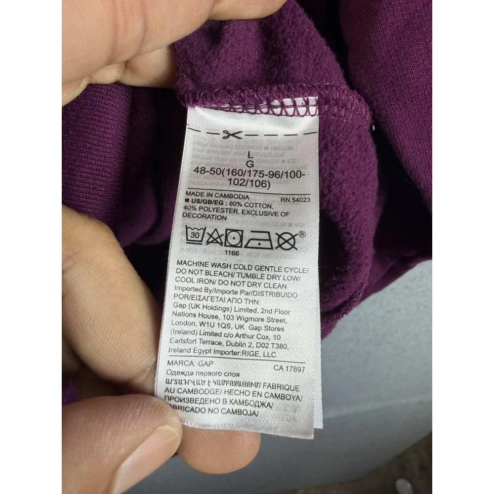 Gap Hoodie Women's Large Purple Full Zip Fleece Hooded Graphic Logo Sweatshirt